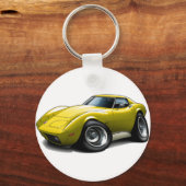 1973-76 Corvette gele auto Sleutelhanger (Voorkant)