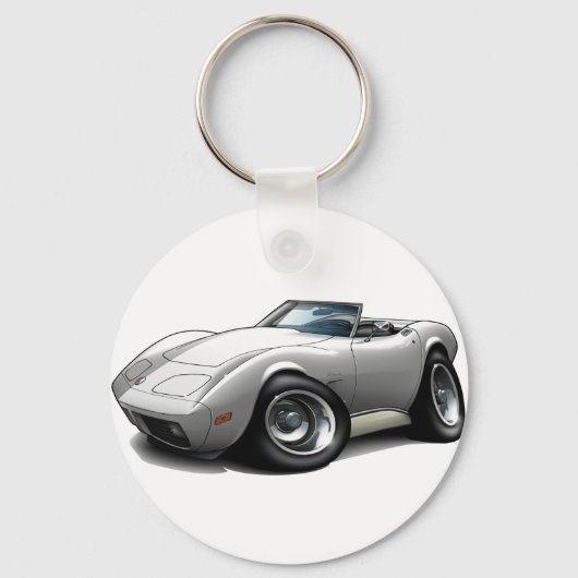 1973-76 Corvette White Convertible Sleutelhanger (Voorkant)