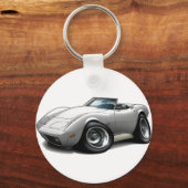 1973-76 Corvette White Convertible Sleutelhanger (Voorkant)