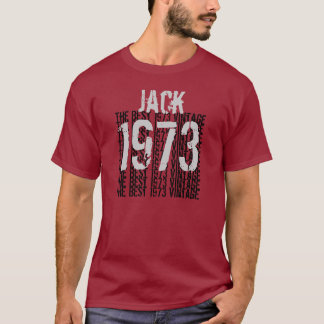 1973 Birthday Jaar  Red Black Silver Y008 T-shirt