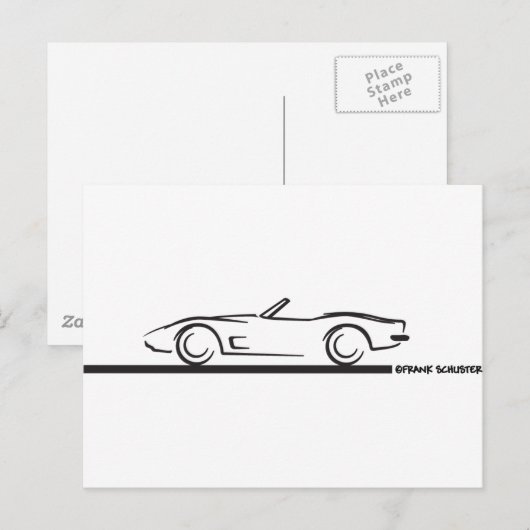 1973 Corvette Convertible BLK Briefkaart (Voorkant / Achterkant)