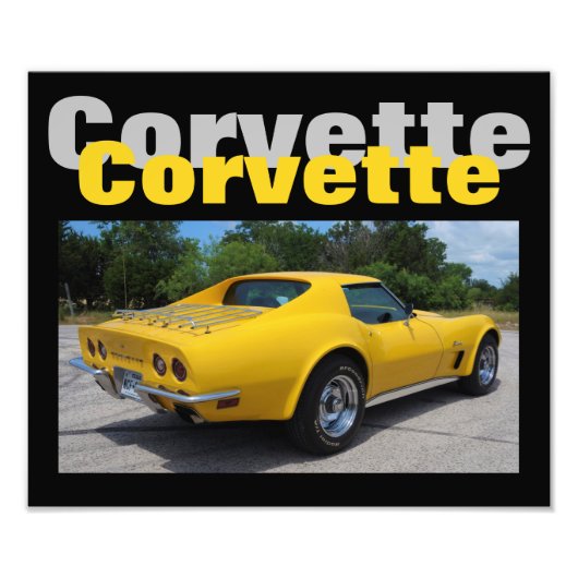 1973 Corvette Stingray Designer Foto Print Afdruk (Voorkant)