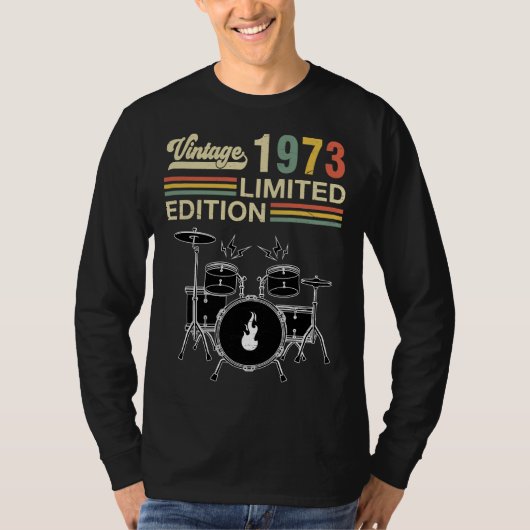  1973 Drums 50e verjaardag Drummer T-shirt (Voorkant)