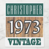 1973 Geboorte Wijn Label Etiket (Enkel label)