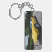 1973 Geel corvette dubbelzijdige acryl Sleutelhanger (Voorkant Links)