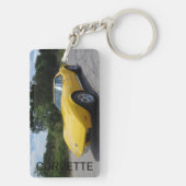 1973 Geel corvette dubbelzijdige acryl Sleutelhanger (achterkant)