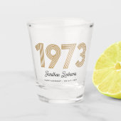 1973 Gold en Black 50th Birthday Shot Glass Shot Glas (Voorkant)