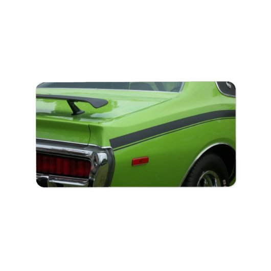 1973 Green Dodge Charger SE Brougham achterkwartie Etiket (Voorkant)