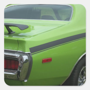 1973 Green Dodge Charger SE Brougham achterkwartie Vierkante Sticker