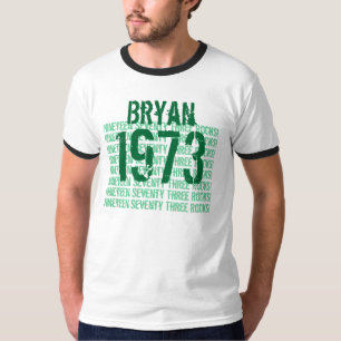 1973  jaar 40e verjaardag Groen Wit T-shirt