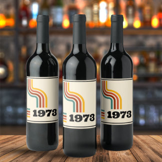 1973 Retro Vintage Poster Verjaardag of reünie Wijn Etiket