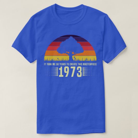 1973 Retro Zonsondergang Meesterwerk 50ste Verjaar T-shirt (Design voorkant)