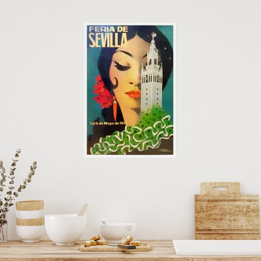 1973 Sevilla Spanje Feria de Sevilla  Poster (Keuken)