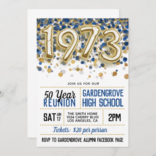 1973 Uitnodiging tot hereniging van de middelbare  (Voorkant / Achterkant)