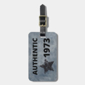1973  Verjaardag met Grunge Star Bagagelabel (Voorkant verticaal)