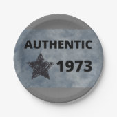 1973 Verjaardag met Grunge Star Papieren Bordje (Voorkant)
