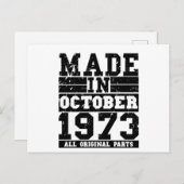 1973 Verjaardag oktober Vintage Spreuk Briefkaart (Voorkant / Achterkant)