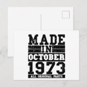 1973 Verjaardag oktober Vintage tekst Briefkaart (Voorkant / Achterkant)