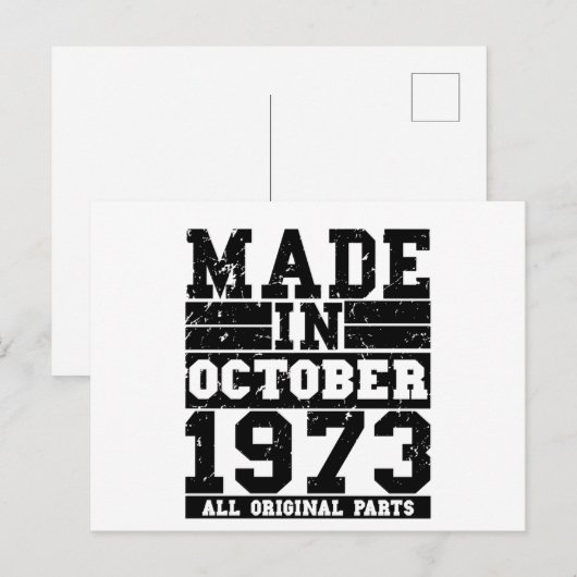 1973 Verjaardag oktober Vintage tekst Briefkaart (Voorkant / Achterkant)