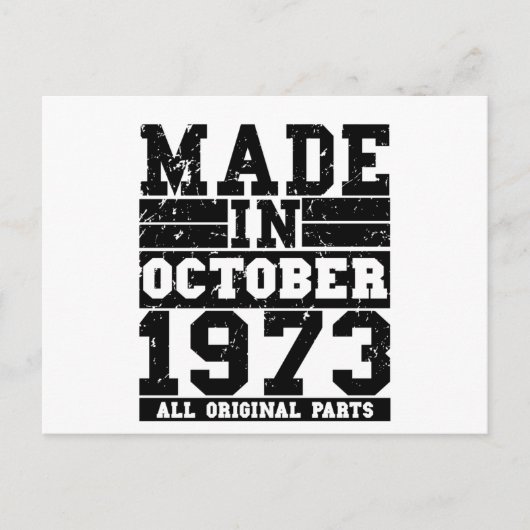 1973 Verjaardag oktober Vintage tekst Briefkaart (Voorkant)