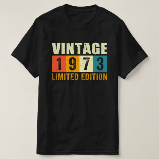 1973 Verjaardag - Retro Block Bday Gift T-shirt (Design voorkant)