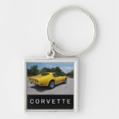 1973 Yellow Corvette Double Sided Acrylic Sleutelhanger (Voorkant)