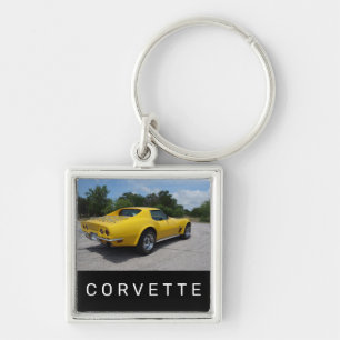 1973 Yellow Corvette Double Sided Acrylic Sleutelhanger