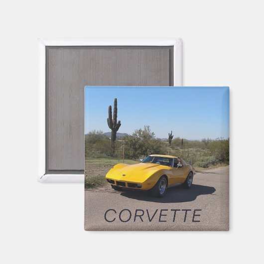 1973 Yellow Corvette Stingray C3 Klassieke auto Magneet (Voorkant / Achterkant)