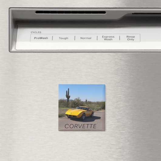 1973 Yellow Corvette Stingray C3 Klassieke auto Magneet (Insitu (Vaatwasser))