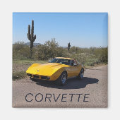 1973 Yellow Corvette Stingray C3 Klassieke auto Magneet (Voorkant)