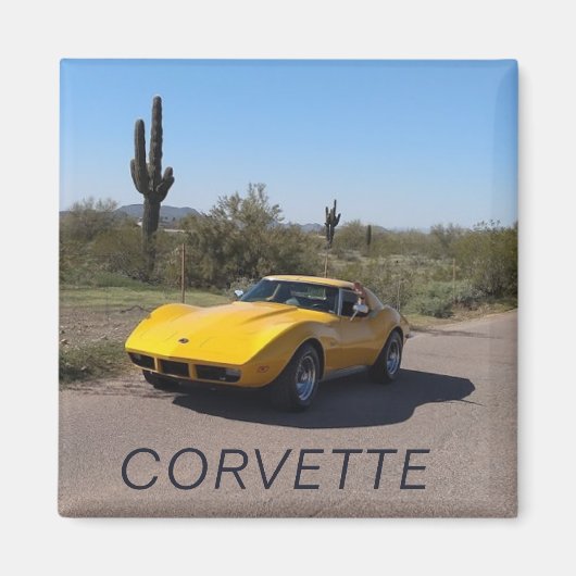 1973 Yellow Corvette Stingray C3 Klassieke auto Magneet (Voorkant)