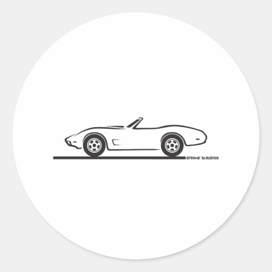 1974 - 1977 Corvette Converteerbaar Ronde Sticker (Voorkant)