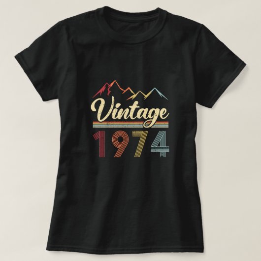  1974 47e geboortedag Retro 47 jaar oud T-shirt (Design voorkant)