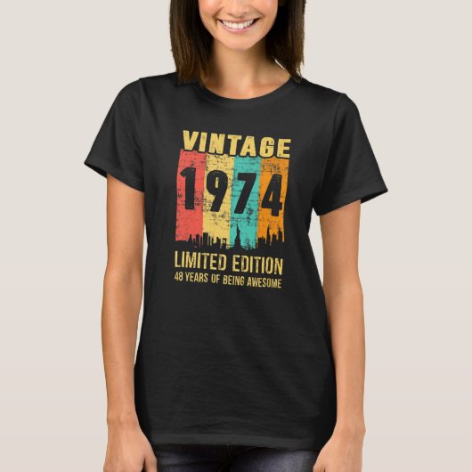 1974 48 jaar oud 48e verjaardag t-shirt (Voorkant)