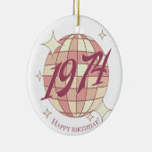  1974 50e verjaardag retro paarse keramisch ornament (Rechts)