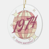  1974 50e verjaardag retro paarse keramisch ornament (Links)