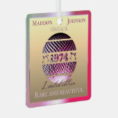  1974 50ste verjaardag roze metalen ornament (Voorkant Rechts)