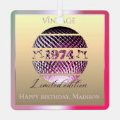  1974 50ste verjaardag roze metalen ornament (Achterkant)