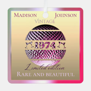 1974 50ste verjaardag roze metalen ornament