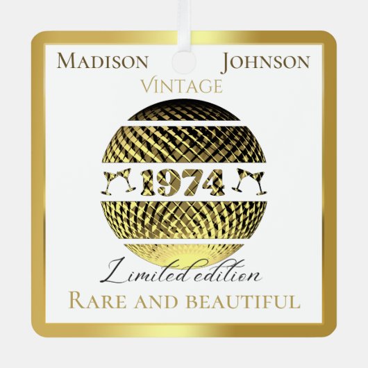  1974 50ste verjaardagsgoud metalen ornament (Voorkant)