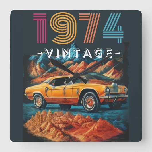  1974 coole auto vierkante klok (Voorkant)