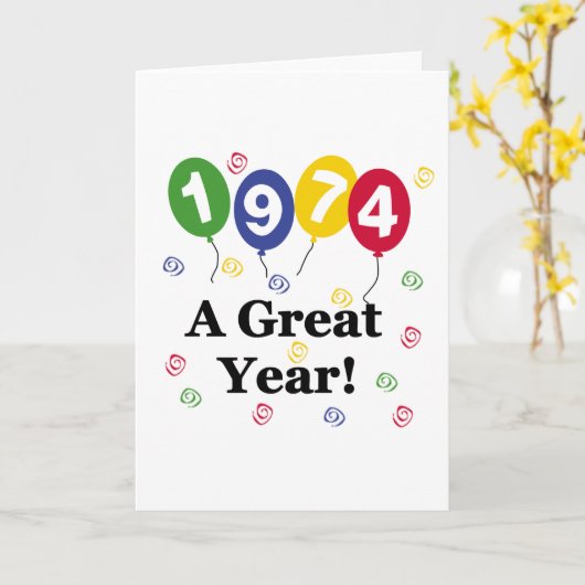 1974: een grote jaardag kaart (Gele Bloem)