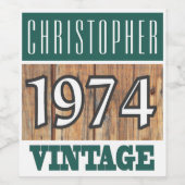 1974 Geboorte Wijn Label Etiket (Enkel label)