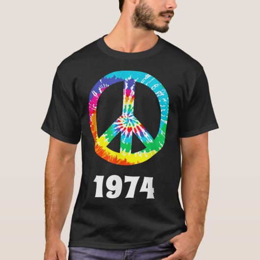 1974 jaar Reunion Jubileum Hippie Peace S T-shirt (Voorkant)