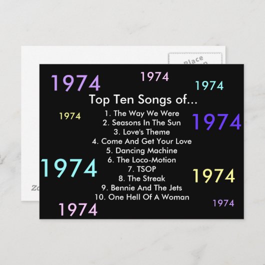 1974 Liederen Briefkaart (Voorkant / Achterkant)