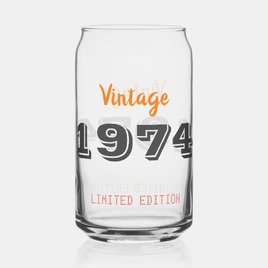  1974 Limited Edition 50th Birthday Gift Blikvorm Glas (Voorkant)