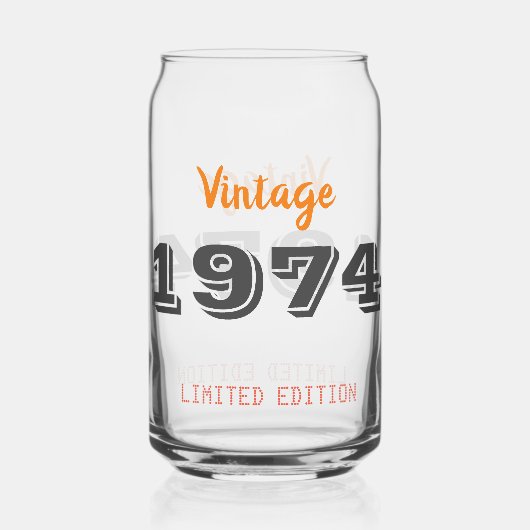  1974 Limited Edition 50th Birthday Gift Blikvorm Glas (Achterkant)