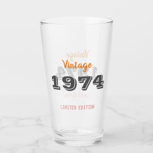  1974 Limited Edition 50th Birthday Gift Glas (Achterkant)