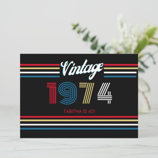 1974  Retro Stripe Cassette Primaire kleuren Kaart (Staand voorkant)