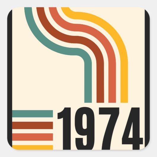 1974 Retro Vintage Poster 50ste verjaardag Vierkante Sticker (Voorkant)